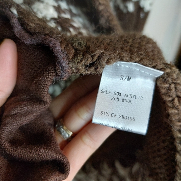 See and Be Seen Oversized Wool Blend Fringe Cardigan Sweater Size S/M - Picture 7 of 8